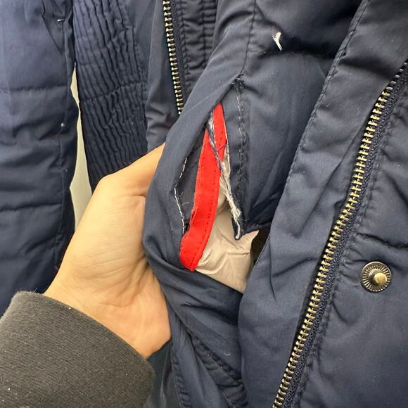 Boden Down Parka Puffer Coat 10 Women Windermere Navy Blue Long Faux Fur Hood - Picture 7 of 12